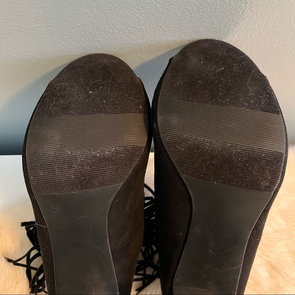 Bongo Black Suede Fringe Heels - Picture 10 of 13